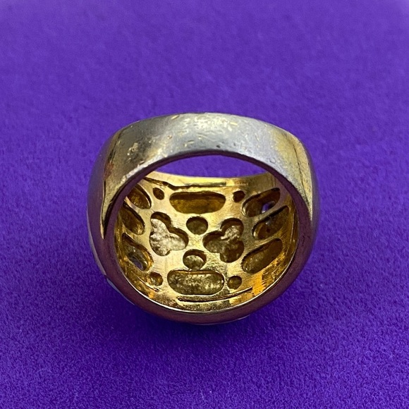 💛 Classic Gold Plated Turquoise Purple Resin & Crystal Ring - Picture 5 of 5